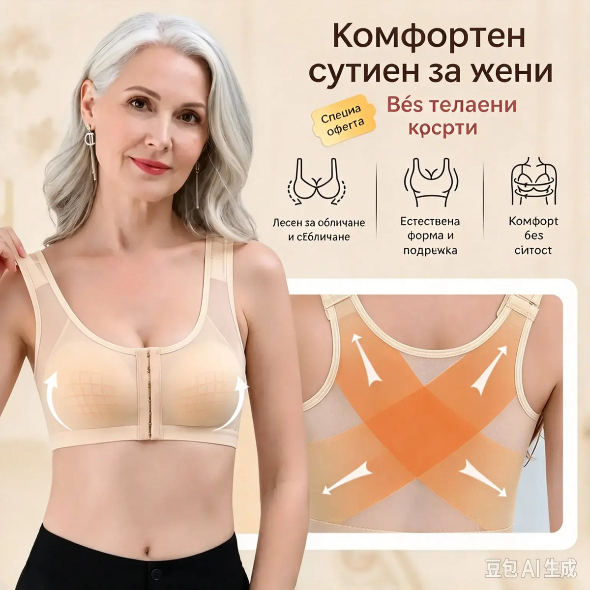 【3 броя】 Сутиен с пълно покритие и поддръжка