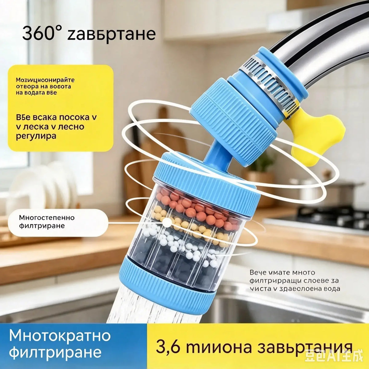 2 броя за 21 € – 🔥 Купи един и ще получиш втория безплатно! 💧 Филтър за чешмата: подобрява качеството на водата от чешмата.
