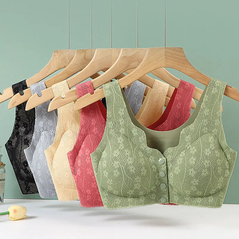 【M-4XL, комплект от 3 броя】Дамски сутиен без банели с копчета отпред 【40-100 кг】