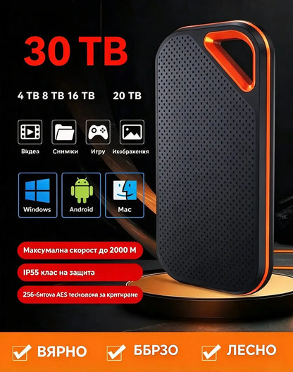 【Последният ден 🔥50% отстъпка】💥【32 TB】 Мобилен твърд диск с висока скорост и голям капацитет