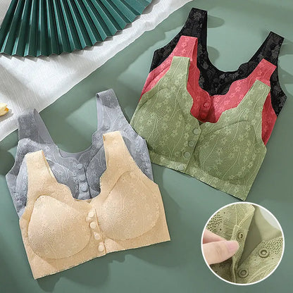 【M-4XL, комплект от 3 броя】Дамски сутиен без банели с копчета отпред 【40-100 кг】